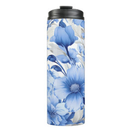 Blue Floral Symphony Thermosbecher