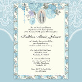 Blue Floral Taufe Christening Jungfrau Mary Einladung