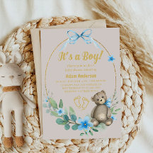 Blue Floral Teddy Bear Es ist eine Baby-Dusche