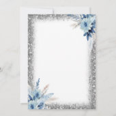 Blue Floral Tee Becher Glitzer Frame Baby Dusche Einladung (Rückseite)