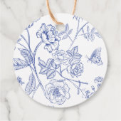 Blue Floral Tee Party Babydusche Geschenkanhänger (Rückseite)