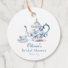 Blue Floral Tee Party Brautparty Geschenkanhänger