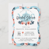 Blue Floral Tee Party Bridal Dusche Einladung (Vorderseite)