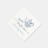 Blue Floral Tee Party Twin Baby Dusche Serviette (Ecke)