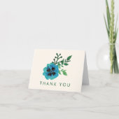 Blue Floral Thank You Cards Dankeskarte (Vorderseite)