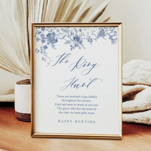 Blue Floral The Ring Game Brautparty Game Poster