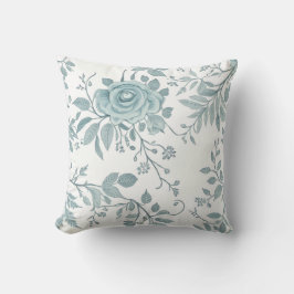 Blue Floral Throw Pillow Kissen