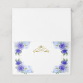 Blue Floral Tiara Quinceanera Platzkarte (Außenseite Aufgefaltet)