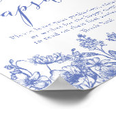 Blue Floral Time Kapsel Brautparty Spielzeichen Poster (Ecke)