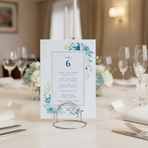 Blue Floral Tischnummer Seekarte