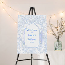 Blue Floral Toile Begrüßungszeichen