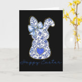 Blue Floral Toile Chinoiserie Bunny Easter For Gir Karte (Gelbe Blume)