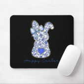 Blue Floral Toile Chinoiserie Bunny Easter For Gir Mousepad (Mit Mouse)