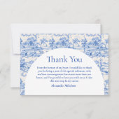 Blue Floral Toile Graduation Party Dankeskarte (Vorderseite)