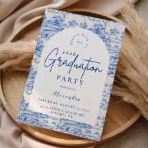 Blue Floral Toile Graduation Party