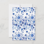 Blue Floral Toile style Wedding RSVP response Card (Rückseite)