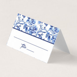 Blue Floral Toile Wedding Platzkarte