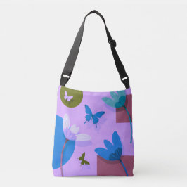 Blue Floral Tote Bag – Modern Abstract Design Tragetaschen Mit Langen Trägern