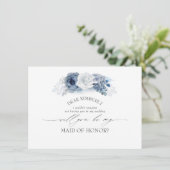 Blue Floral Trauzeugin / Bridesmaid Vorschlag Einladung (Stehend Vorderseite)