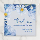 Blue Floral Trendy Vielen Dank Message Wedding Par Geschenkanhänger (Rückseite)