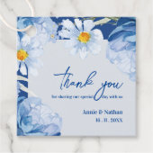 Blue Floral Trendy Vielen Dank Message Wedding Par Geschenkanhänger (Vorderseite)