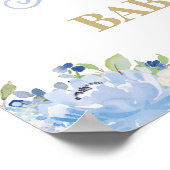 Blue Floral Twin Boys Elephant Baby Dusche Willkom Poster (Ecke)