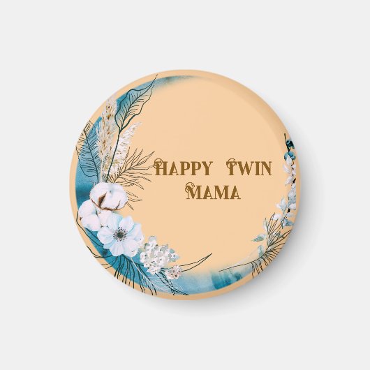Blue Floral Twin Mama Magnet (Vorne)
