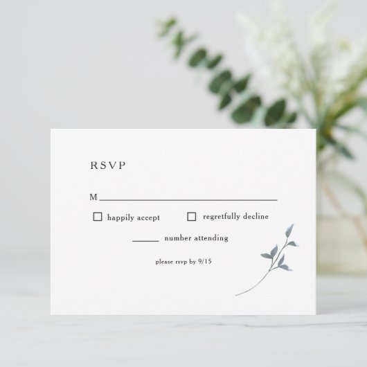 Blue Floral UAWG Wedding Card RSVP Karte (Stehend Vorderseite)
