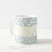 Blue Floral und Foliage Monogram Coffee Tasse (Vorderseite Links)