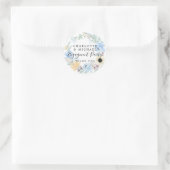 Blue Floral Verlobung Vielen Dank. Runder Aufkleber (Tasche)