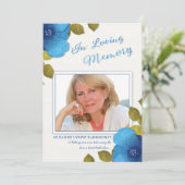 Blue Floral Vielen Dank Beileid Custom Foto Card Dankeskarte (Stehend Vorderseite)