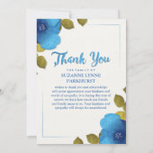 Blue Floral Vielen Dank Beileid Custom Foto Card Dankeskarte (Rückseite)
