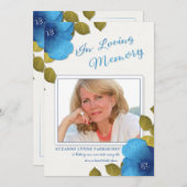 Blue Floral Vielen Dank Beileid Custom Foto Card Dankeskarte (Vorne/Hinten)