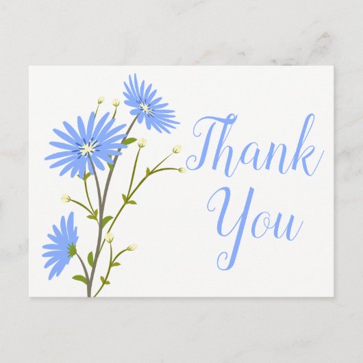 Blue Floral Vielen Dank Daisy Blume Wedding Daisie Postkarte (Vorderseite)