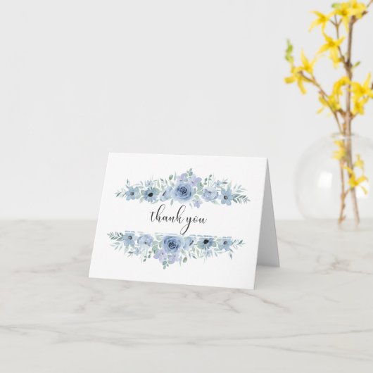 Blue Floral Vielen Dank Note Card Karte (Gelbe Blume)