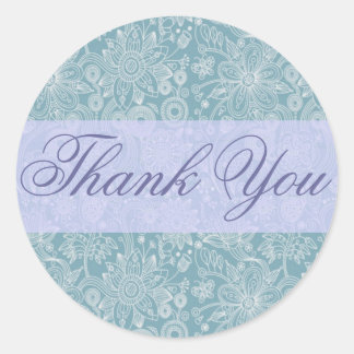 Blue Floral Vielen Dank Sticker/Siegel Runder Aufkleber
