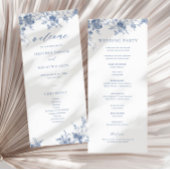 Blue Floral Viktorianisch Classic Wedding Programm
