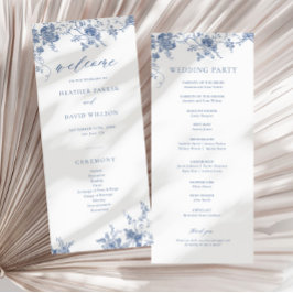 Blue Floral Viktorianisch Classic Wedding Programm