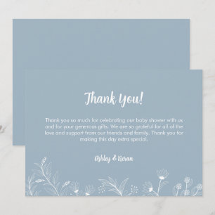 Blue Floral Vintag Baby Dusche Dankeskarte