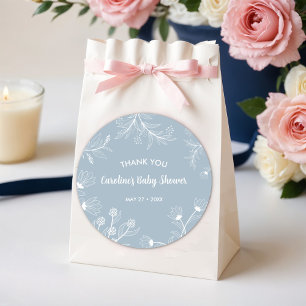 Blue Floral Vintag Baby Dusche Runder Aufkleber