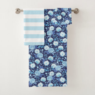 Blue Floral Vintag Bath Handtuch Set
