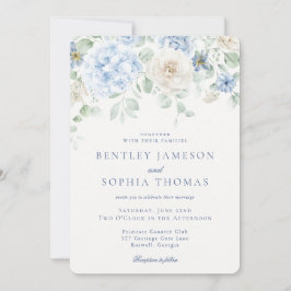 Blue Floral Vintag Botanical Wedding Einladung