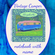 Blue Floral Vintag Camper Trailer Notebook