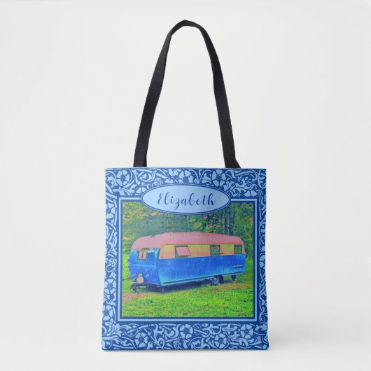 Blue Floral Vintag Camper Trailer Tasche (Vorderseite)