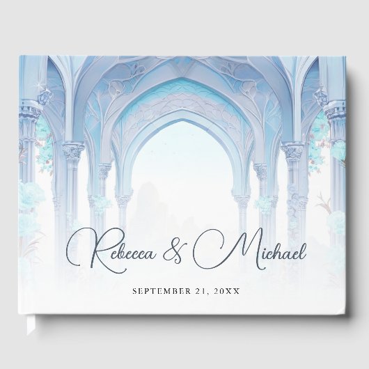 Blue Floral Vintage Fairytale Wedding Gästebuch (Vorderseite)