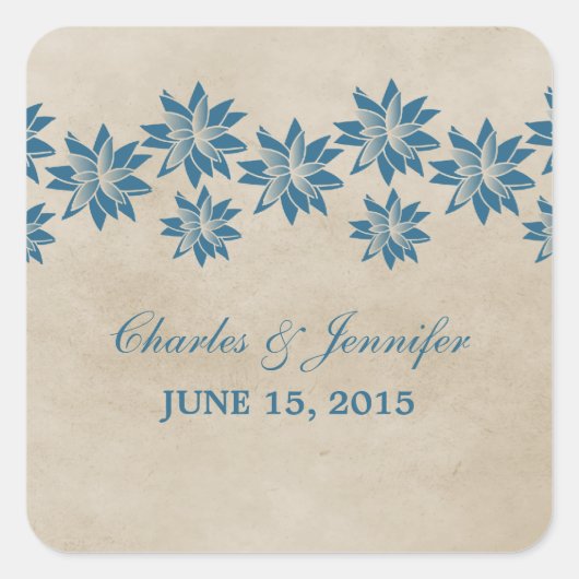 Blue Floral Vintage Wedding Stickers (Vorderseite)