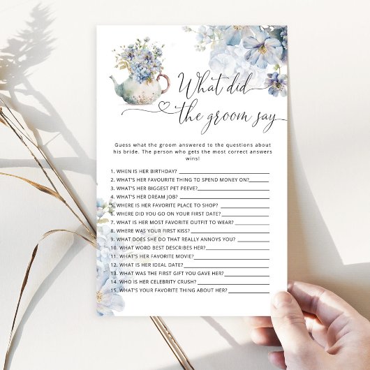 Blue Floral Was hat der Bräutigam gesagt, Brautspi