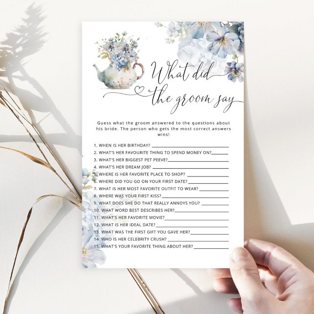 Blue Floral Was hat der Bräutigam gesagt, Brautspi (Von Creator hochgeladen)