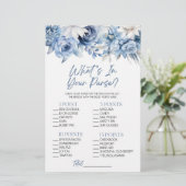 Blue Floral Was ist in Purse Brautparty Game Briefpapier (Stehend Vorderseite)