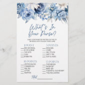 Blue Floral Was ist in Purse Brautparty Game Briefpapier (Vorderseite)